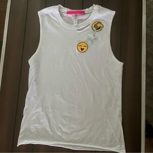 Boutique Tank Emoji Patches Sequins White XS